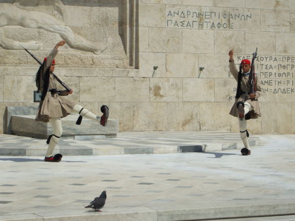 Evzoni, or Proedriki Froura, or Presidential Guard, at Plateia Syntagma, or Constitution Square, in Athens.