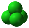 3D model of carbon tetrachloride from https://en.wikipedia.org/wiki/Carbon_tetrachloride, GNU Free Documentation License.