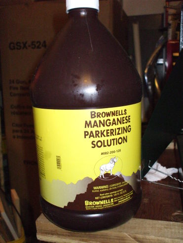 Large jug of Brownell's manganese parkerizing solution.
