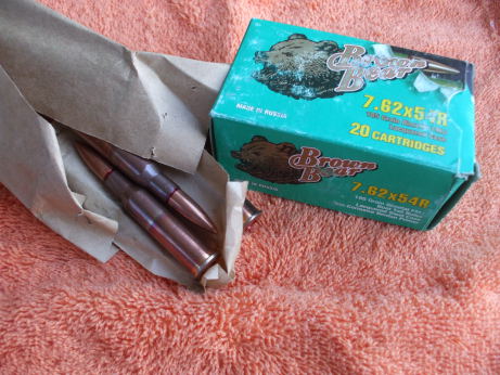 Brown Bear Russian commercial 7.62x54mmR cartridges.