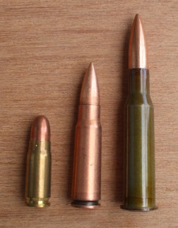 7.62x25mm Tokarev, 7.62x39mm, 7.62x52R cartridges.