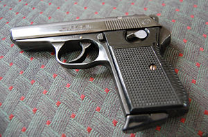 CZ-50 or ČZ vzor 50 pistol from Wikimedia commons https://en.wikipedia.org/wiki/Image:Pistol_vz_70_(Darklight1138).jpg, GNU Free Documentation License.