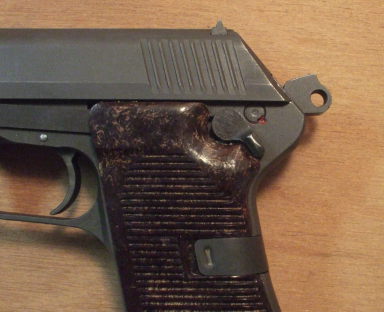 ČZ-52 pistol, safety in fire position.