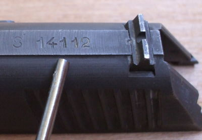 Serial number on a CZ-52 slide.
