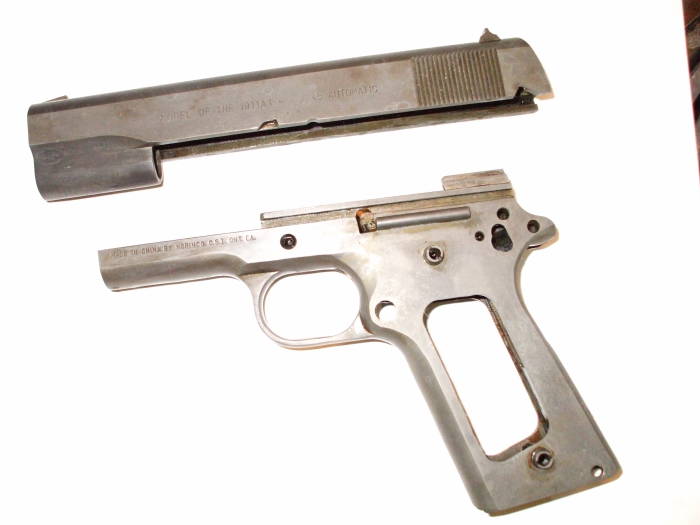 Gun parts with bluing removed.