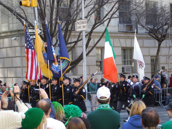 NYPD unit carrying M1 Garand rifles in the Saint Patrick's Day parade in New York.