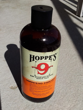 Hoppe's solvent #9 used to clean guns.