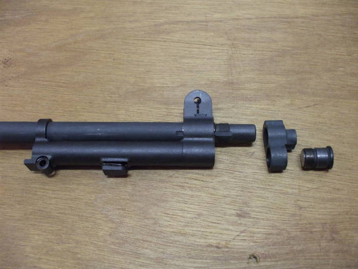 M1 Garand rifle, gas cylinder assembly, gas cylinder lock and gas cylinder plug.