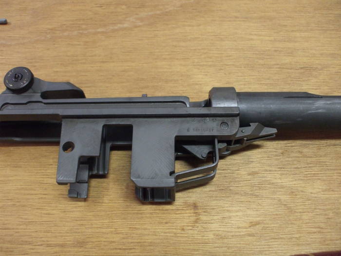 M1 Garand rifle, action, assembled and installed in place.