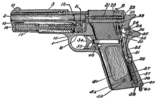 M1911 pistol cross-section diagram from 1941 'Soldier's Handbook'.