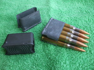 Parkerized and non-parkerized M1 Garand en-bloc clips.