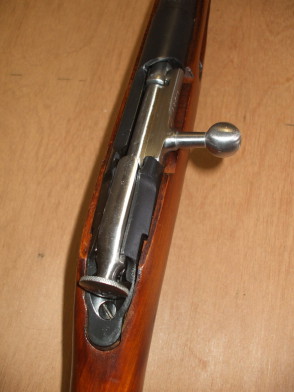 Bolt and receiver of an Izhevsk Mosin-Nagant or Three-line Rifle or Vintovka Mosina.